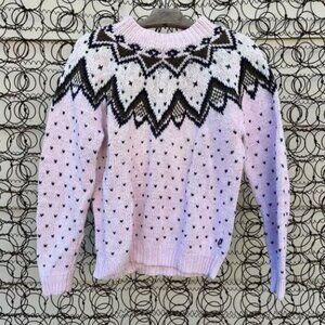 Vintage 90s Nordstrom pastel pink fair isle cottagecore sweater SMALL
